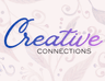 Creative Connections logo: gradient blue-to-purple 'Creative' script with 'CONNECTIONS' text on a pale floral background.