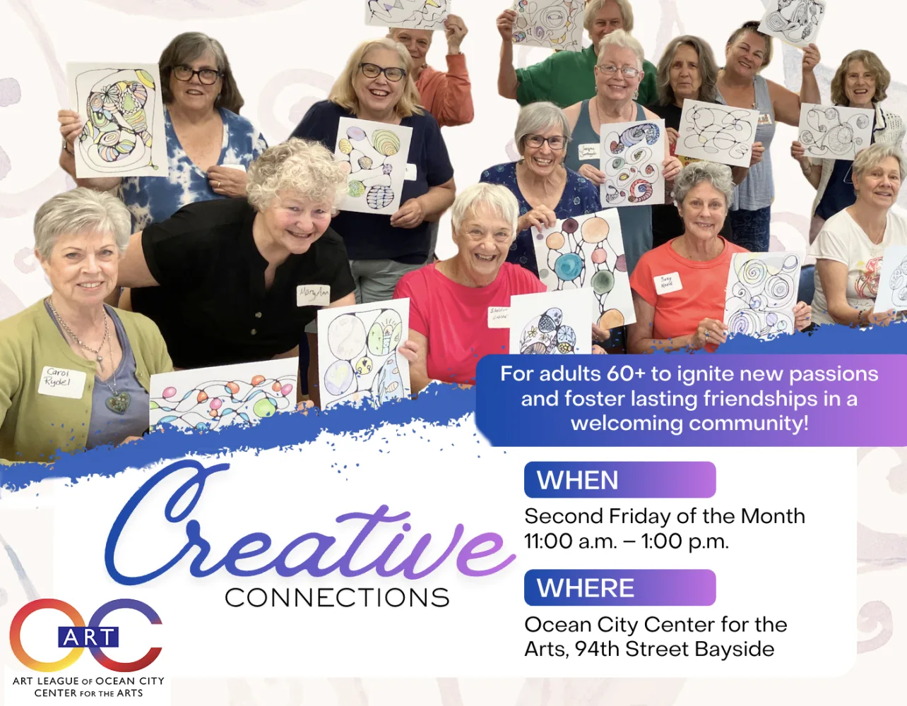 Creative Connections Continues to Inspire with Third Session at the Art League of Ocean City on July 10