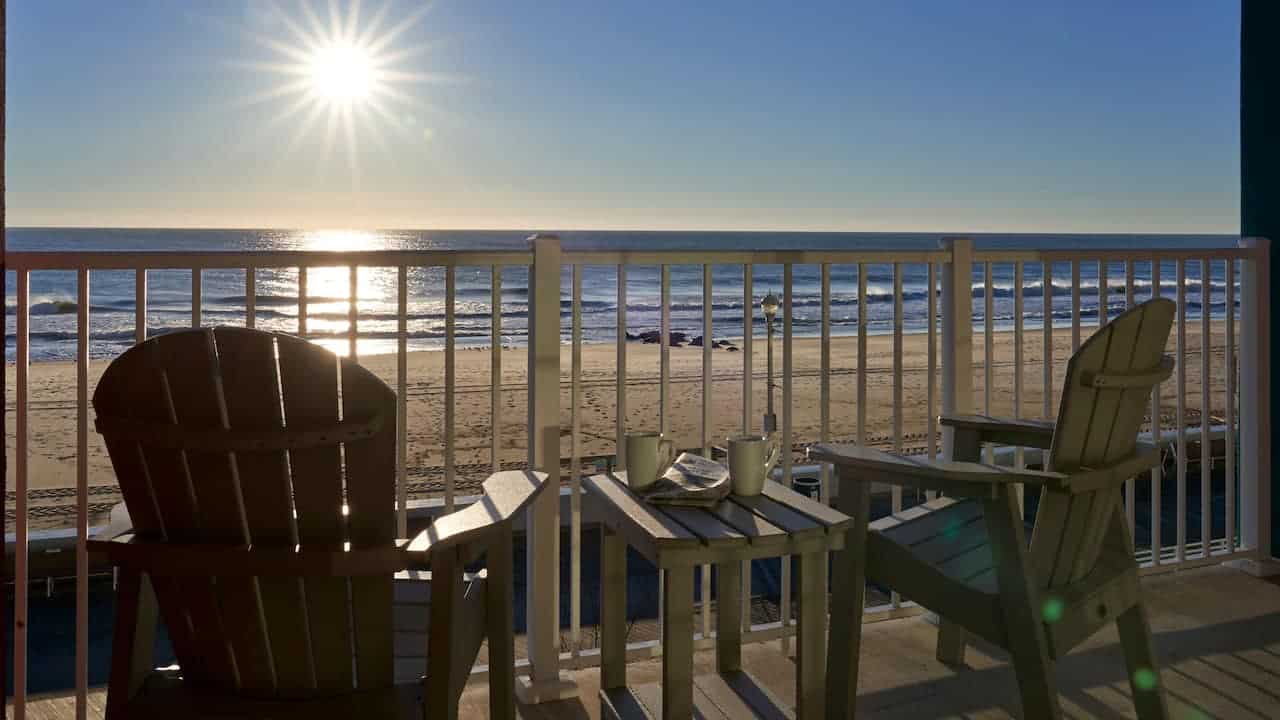 Hotel Balcony Overlooking the Beach and Ocean