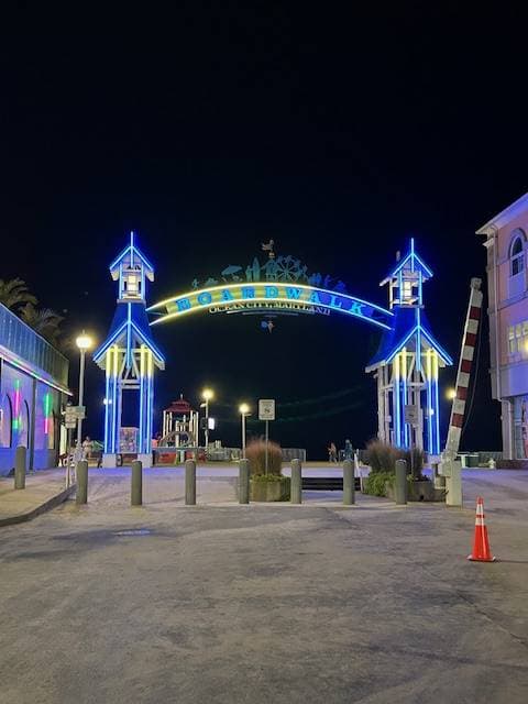 Lighted boardwalk arch